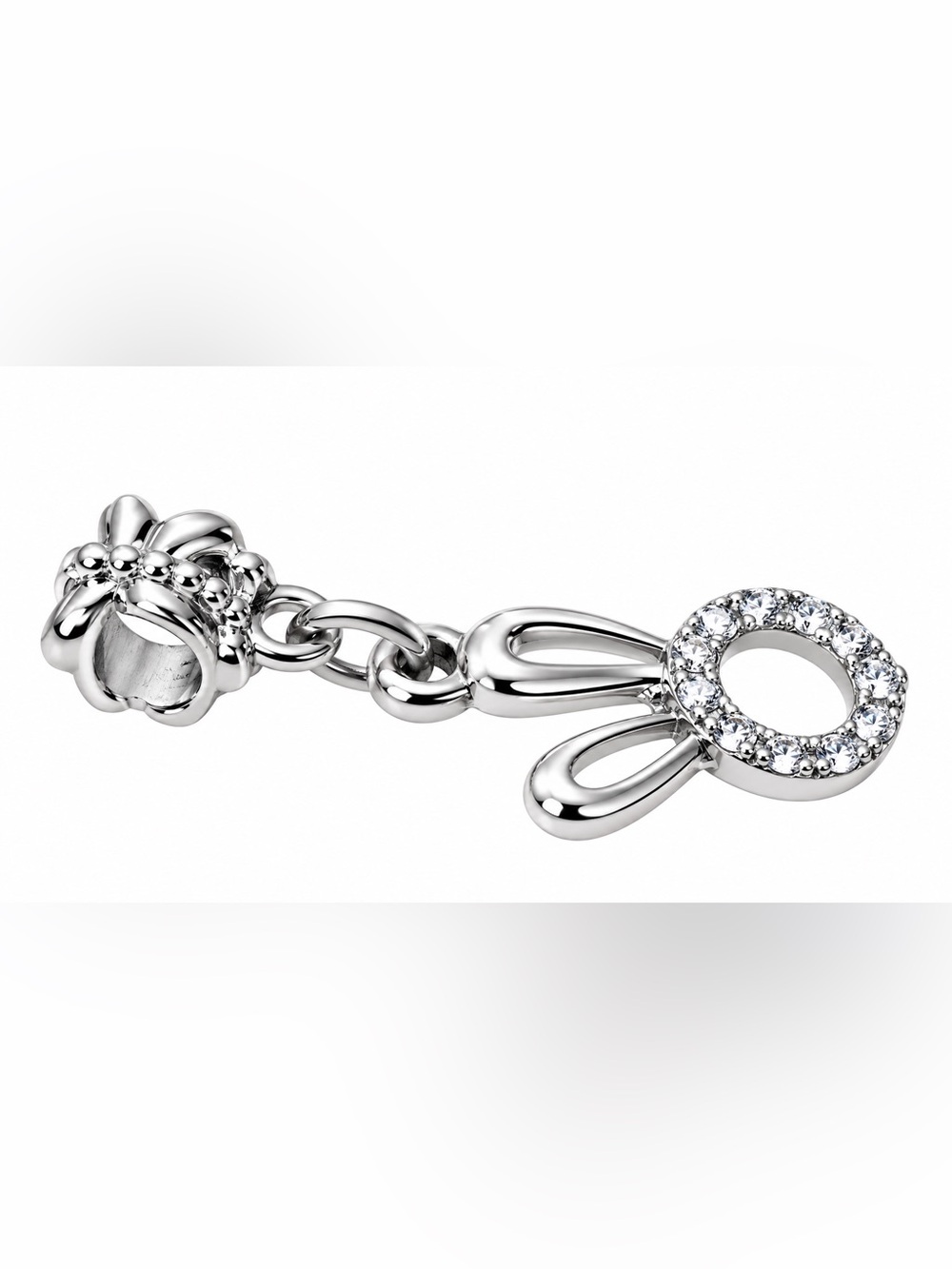 🐰 Sparkling Bunny Rabbit Dangle Charm Clear Rhinestone - Picture 2 of 4